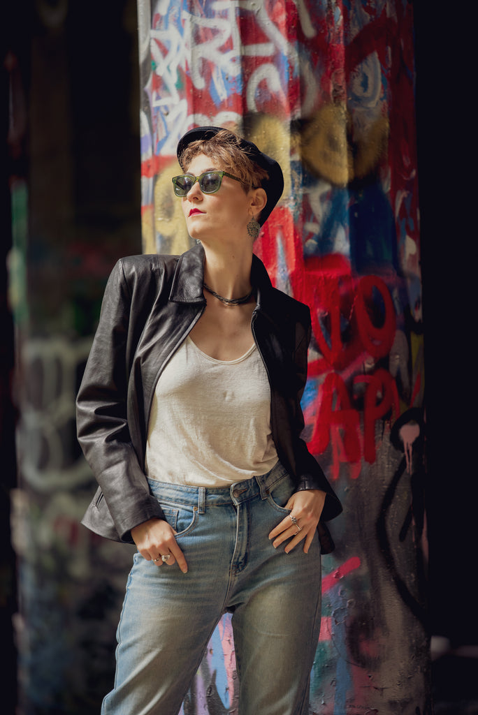 Street Rock Style Leather Jacket Cowhide Classic Leather Jacket Tanit