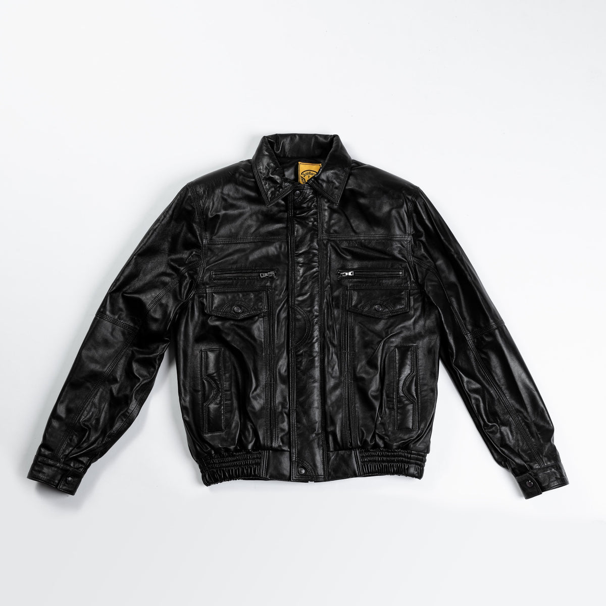 【良品】jackers old leather bomber jacket　牛革 Men's Vintage Leather Leather Bomber Jacket