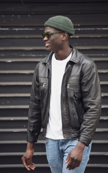 ジャケット・アウター 2007AW ARCHIVE Acid Rain Leather Jacket ADO_BLACK_REGENERATED_LEATHER_